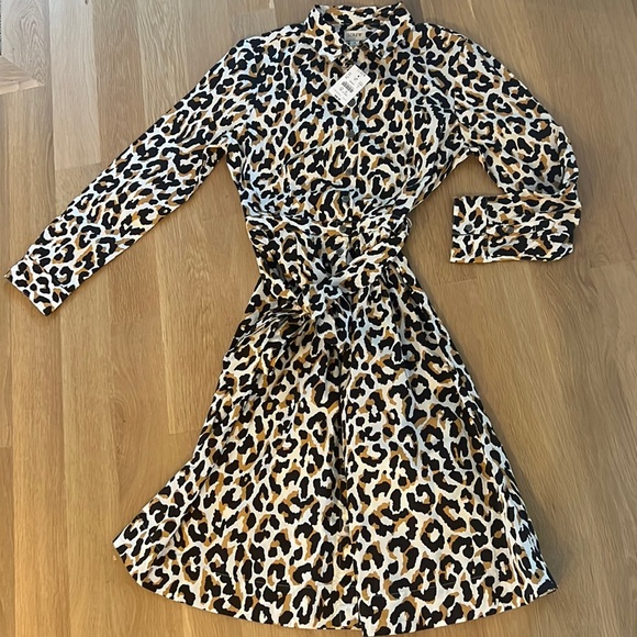 J. Crew Dresses & Skirts - J. Crew New Leopard Cotton Elastane Shirt dress 4
